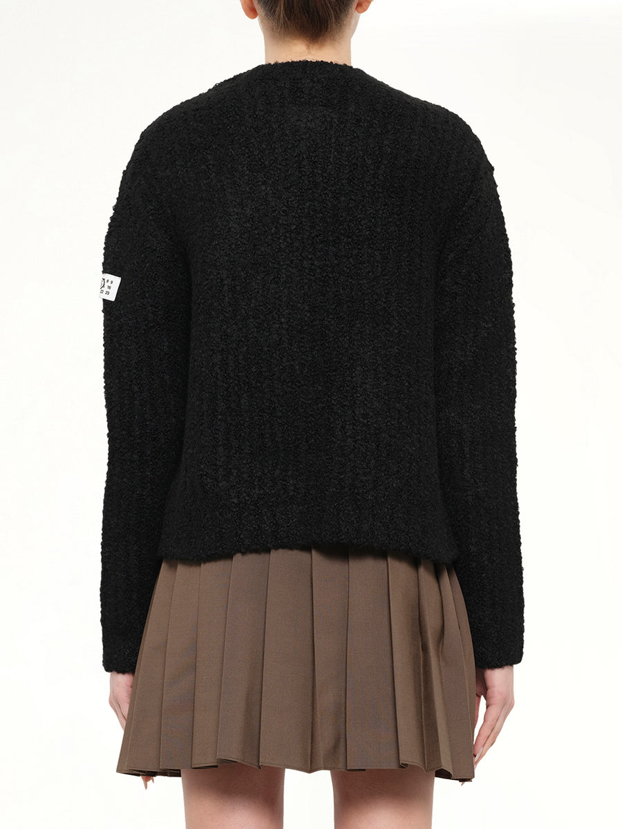 Boucle Knit Sweater in Black