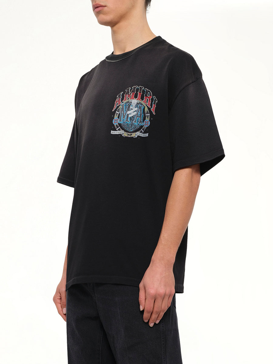 Crystal Amiri Hollywood Oversized T-Shirt in Black