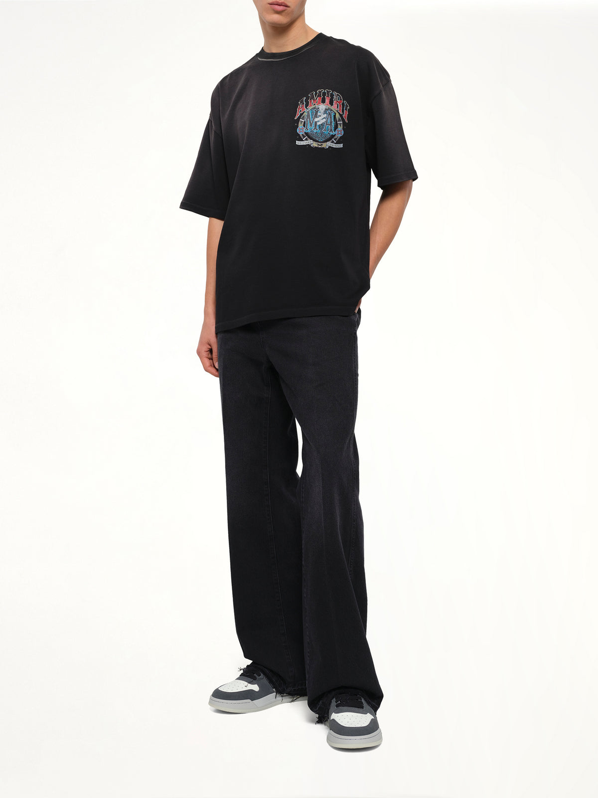 Crystal Amiri Hollywood Oversized T-Shirt in Black