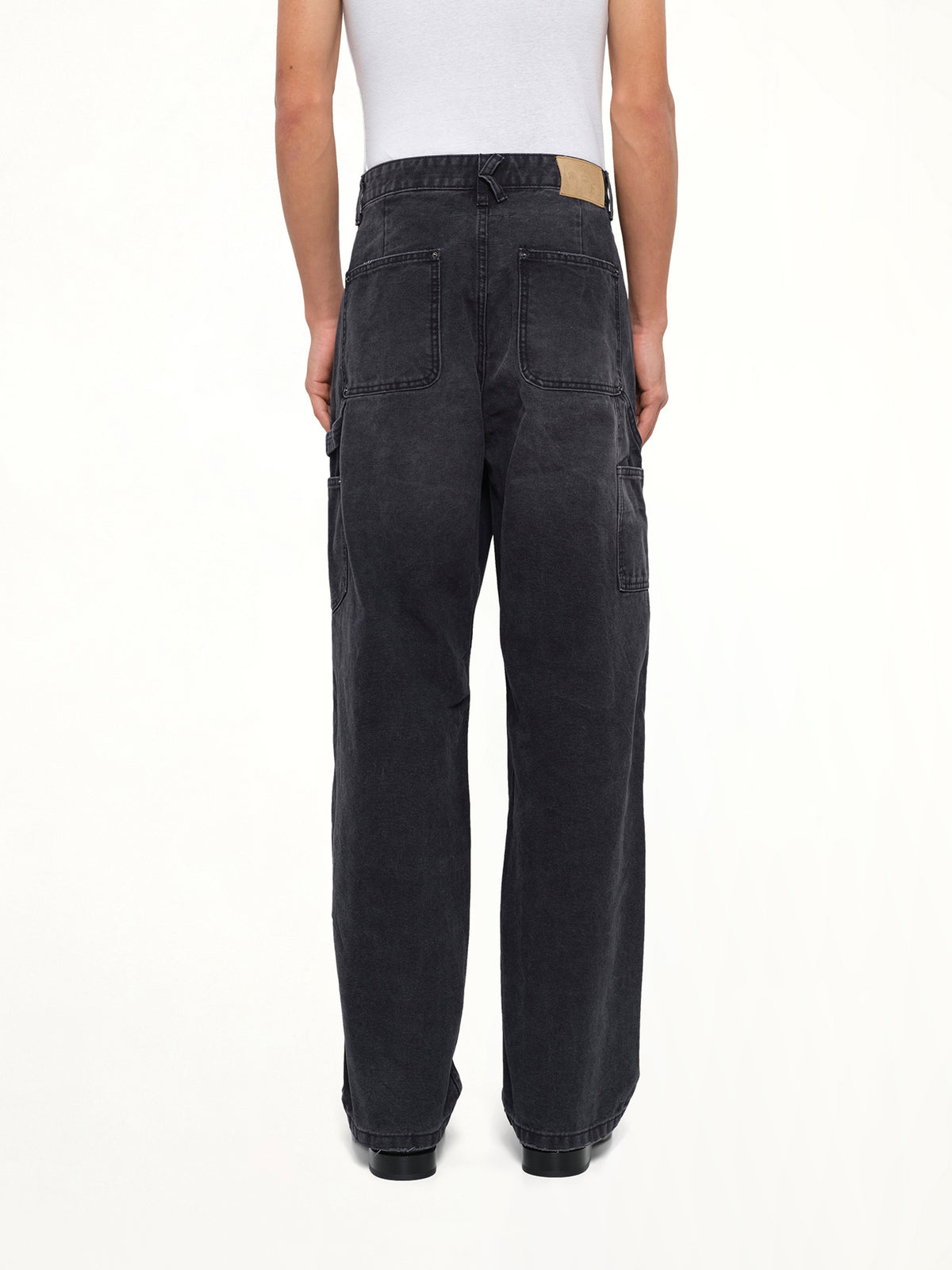 Eye Badge Washed Double Knee Pants in Black