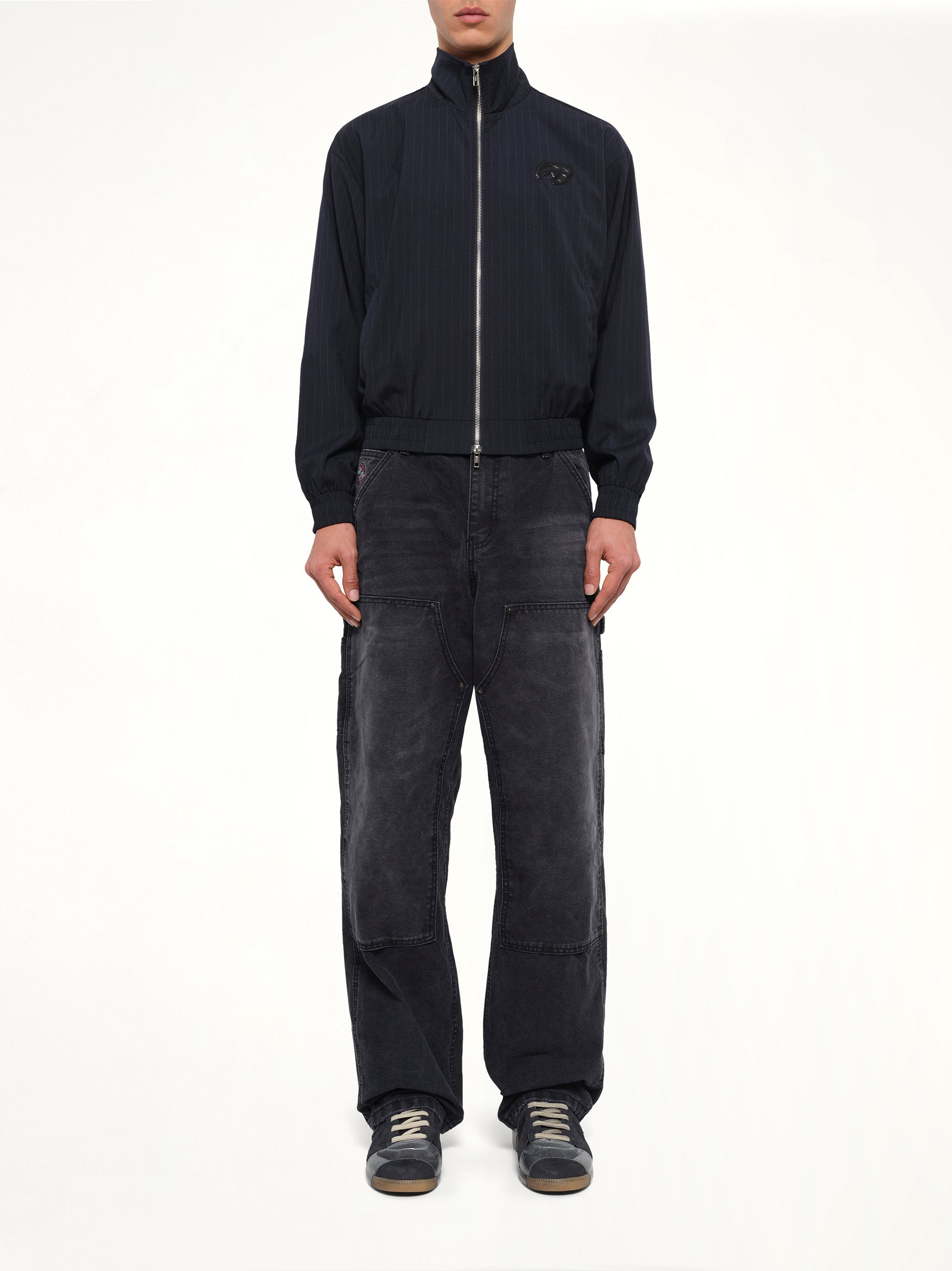 Eye Patch Pinstripe Tracksuit Jacket in Off White