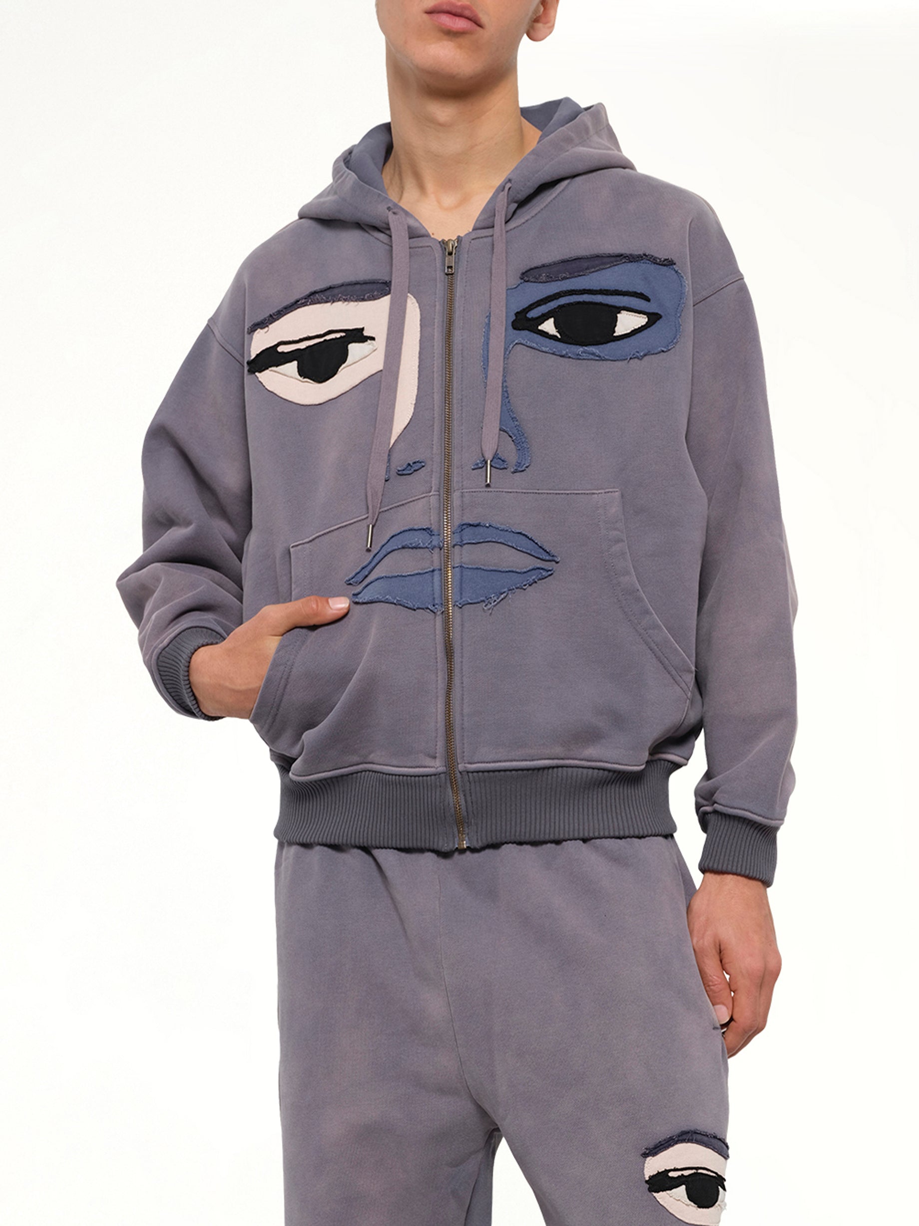 Face Hoodie in Slate