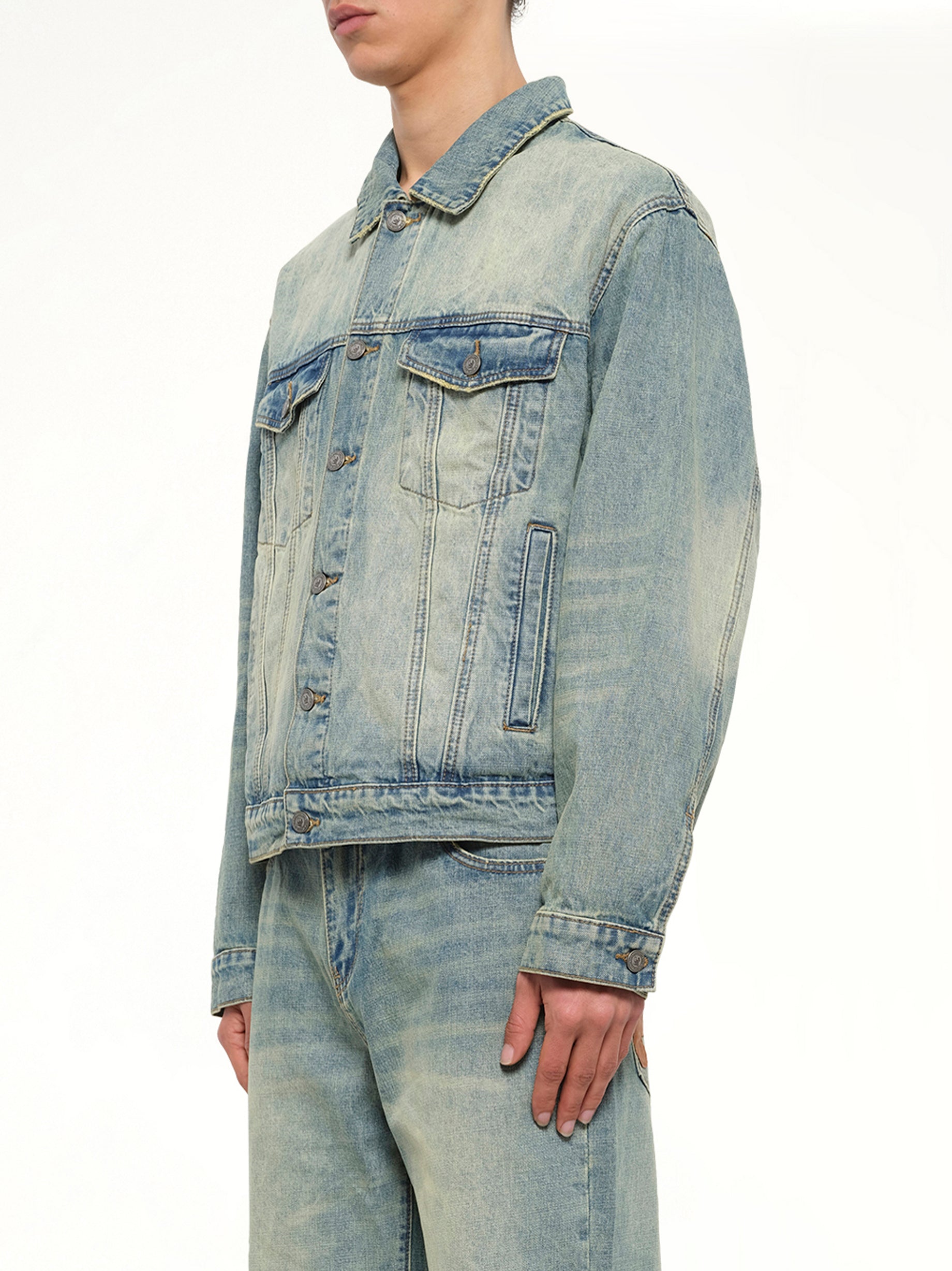 Light Wash Dove Denim Jacket in Light Mud Wash