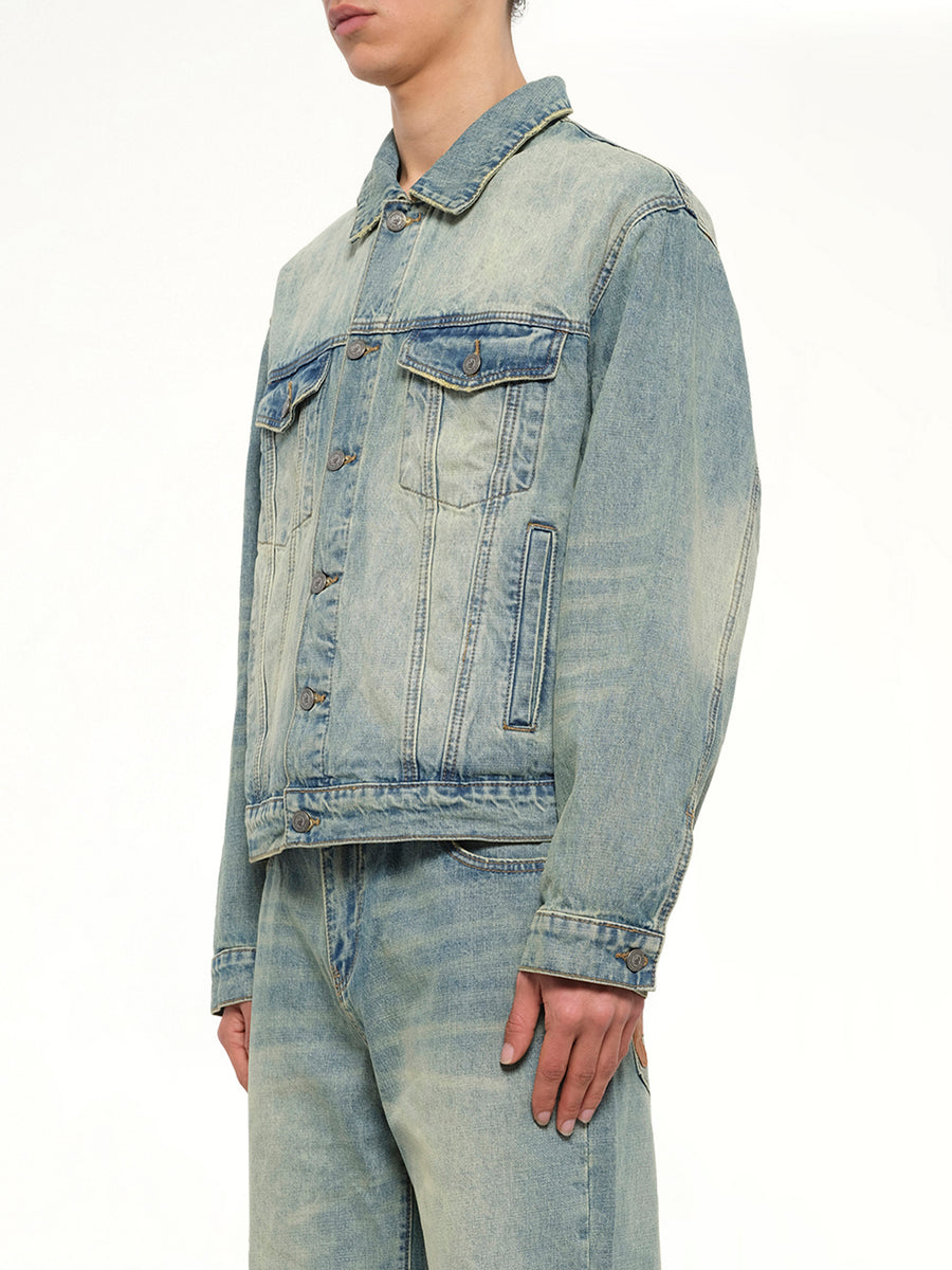 Light Wash Dove Denim Jacket in Light Mud Wash