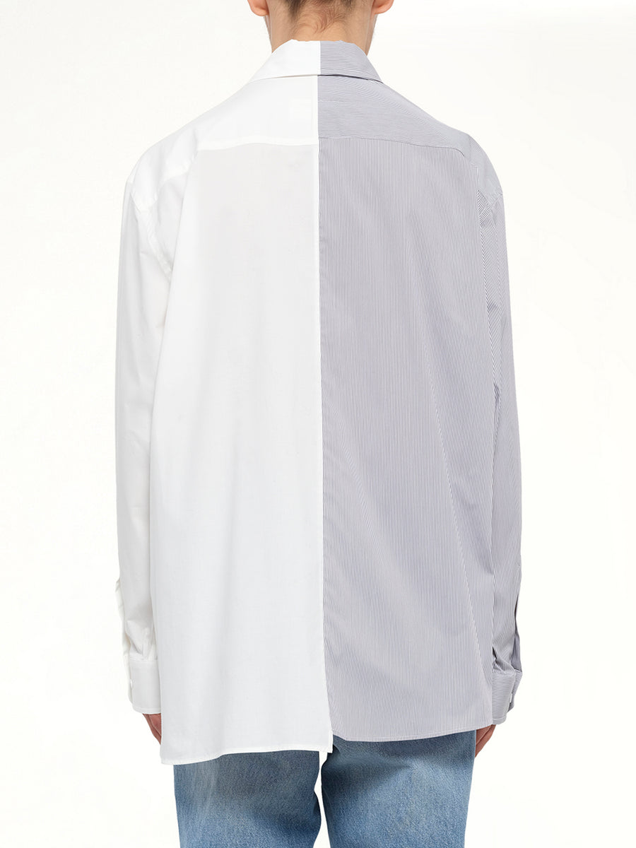 Long-Sleeved Shirt in Off White/Grey