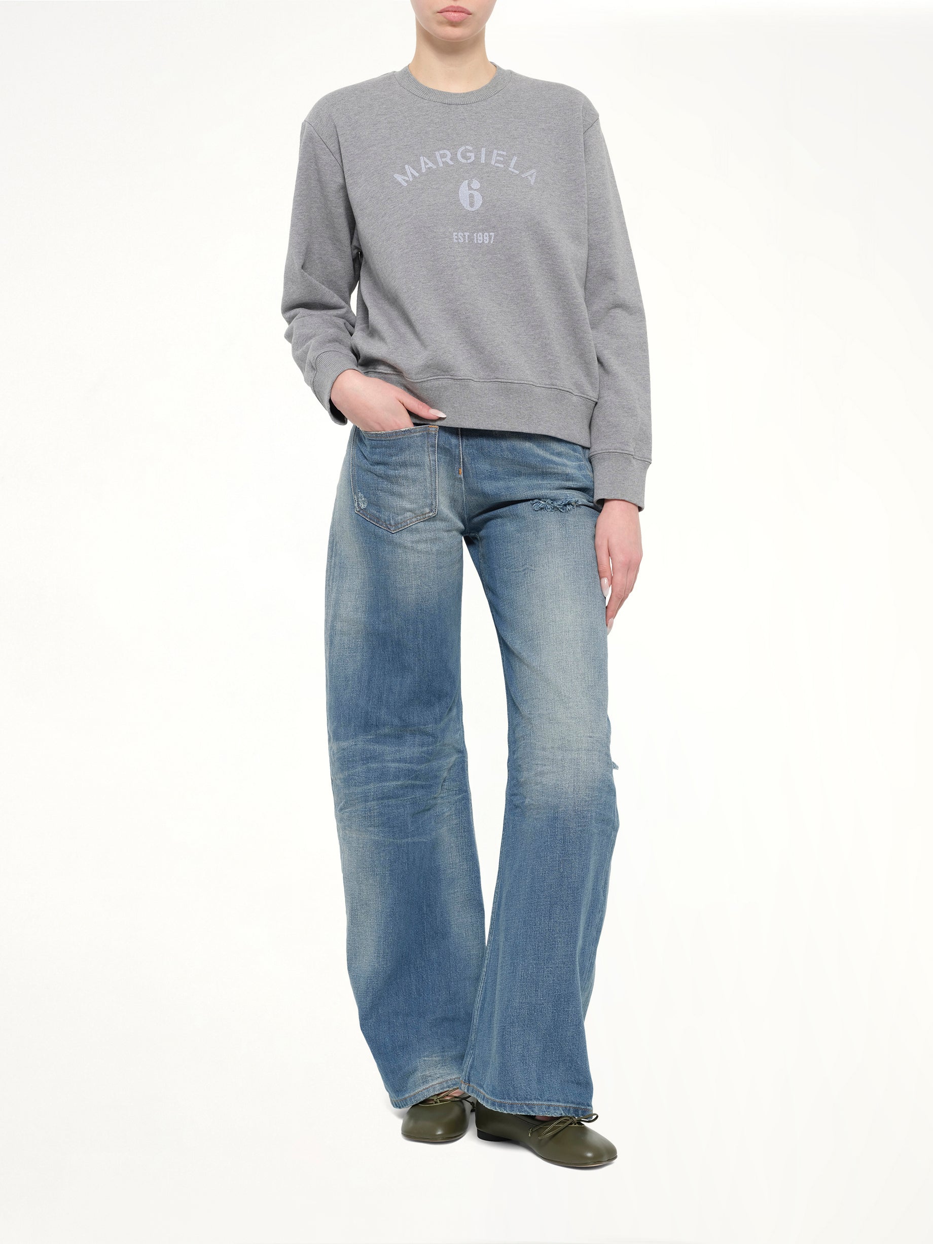 Margiela 6 Sweatshirt in Grey Melange