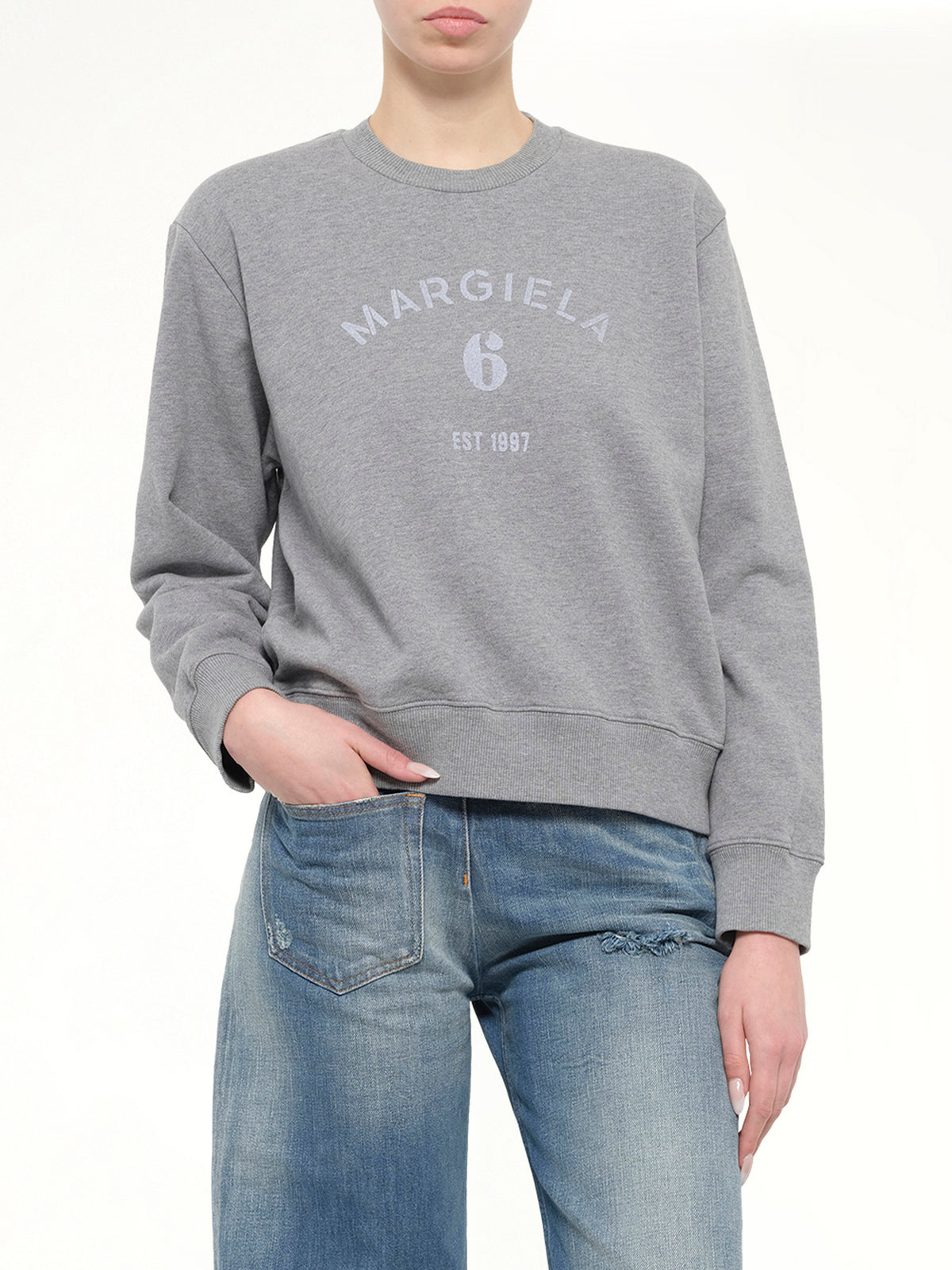Margiela 6 Sweatshirt in Grey Melange
