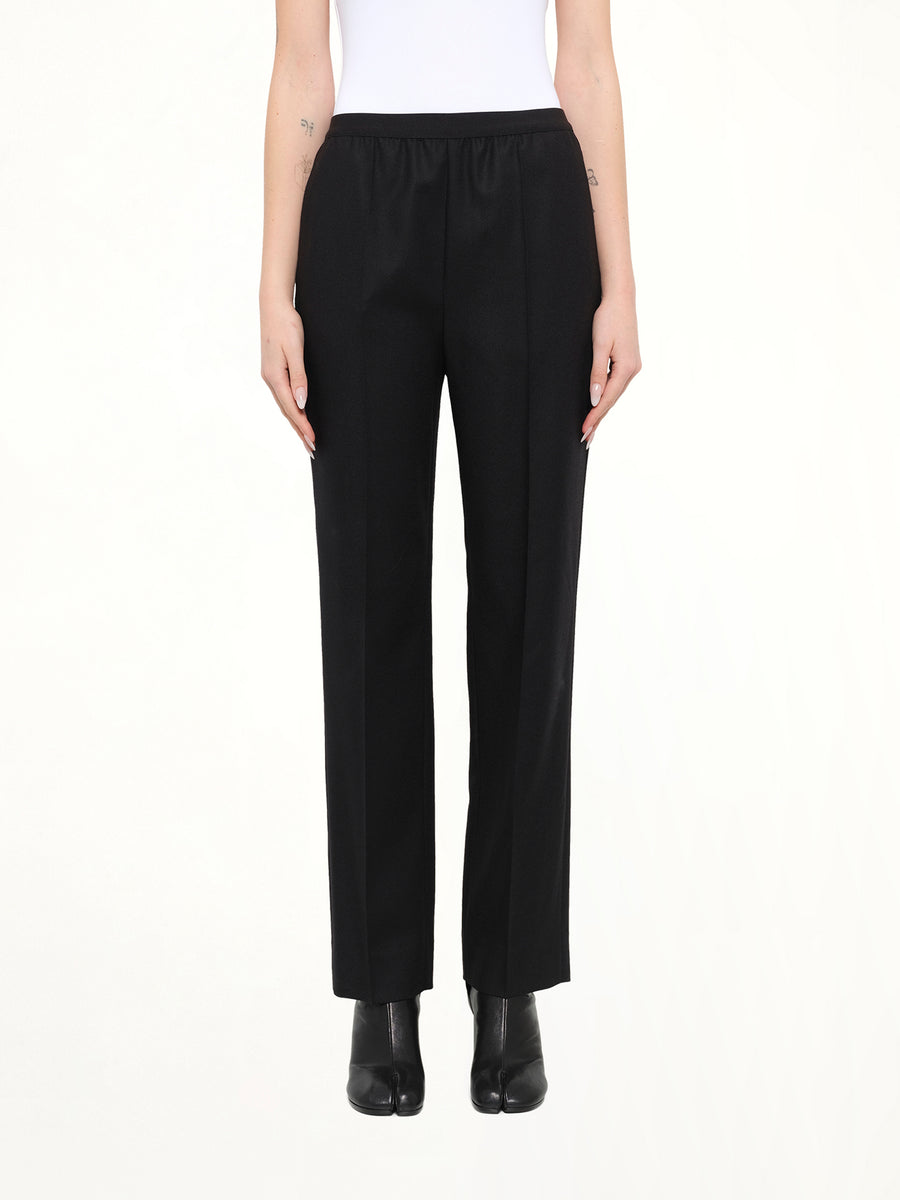 Minimal Elastic Waistband Trousers in Black