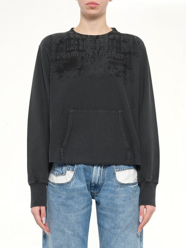 Numbers Zipped Sweatshirt in Charcoal