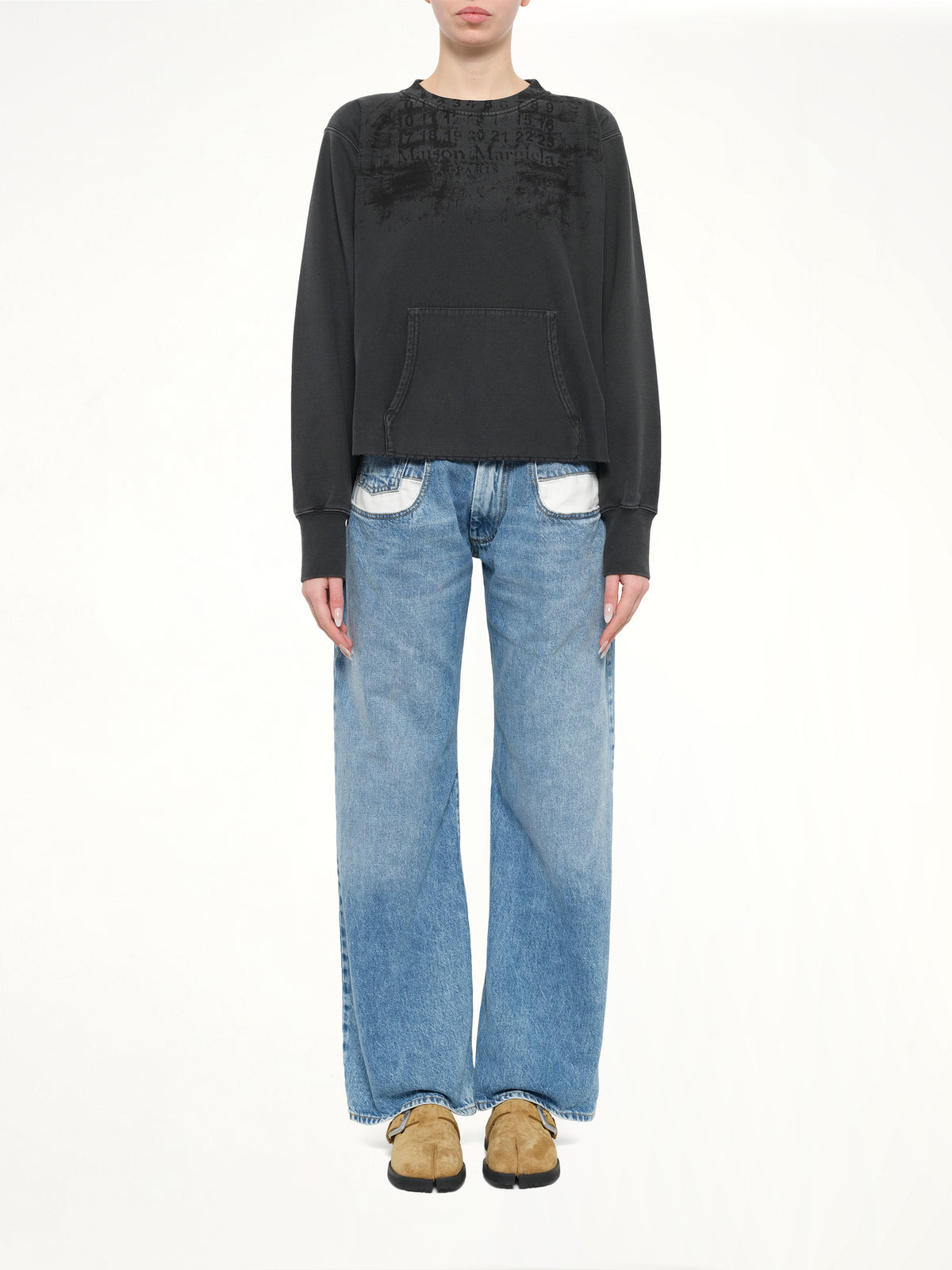 Numbers Zipped Sweatshirt in Charcoal