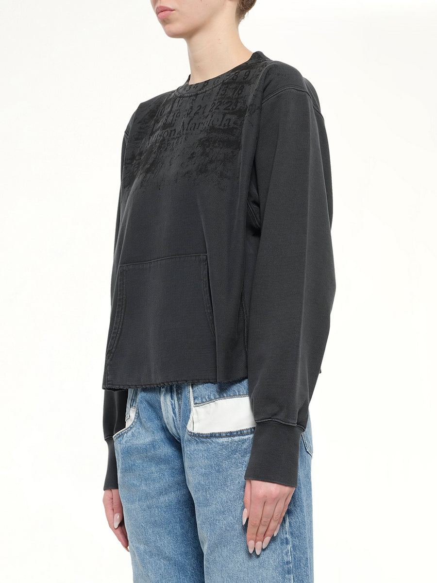 Numbers Zipped Sweatshirt in Charcoal