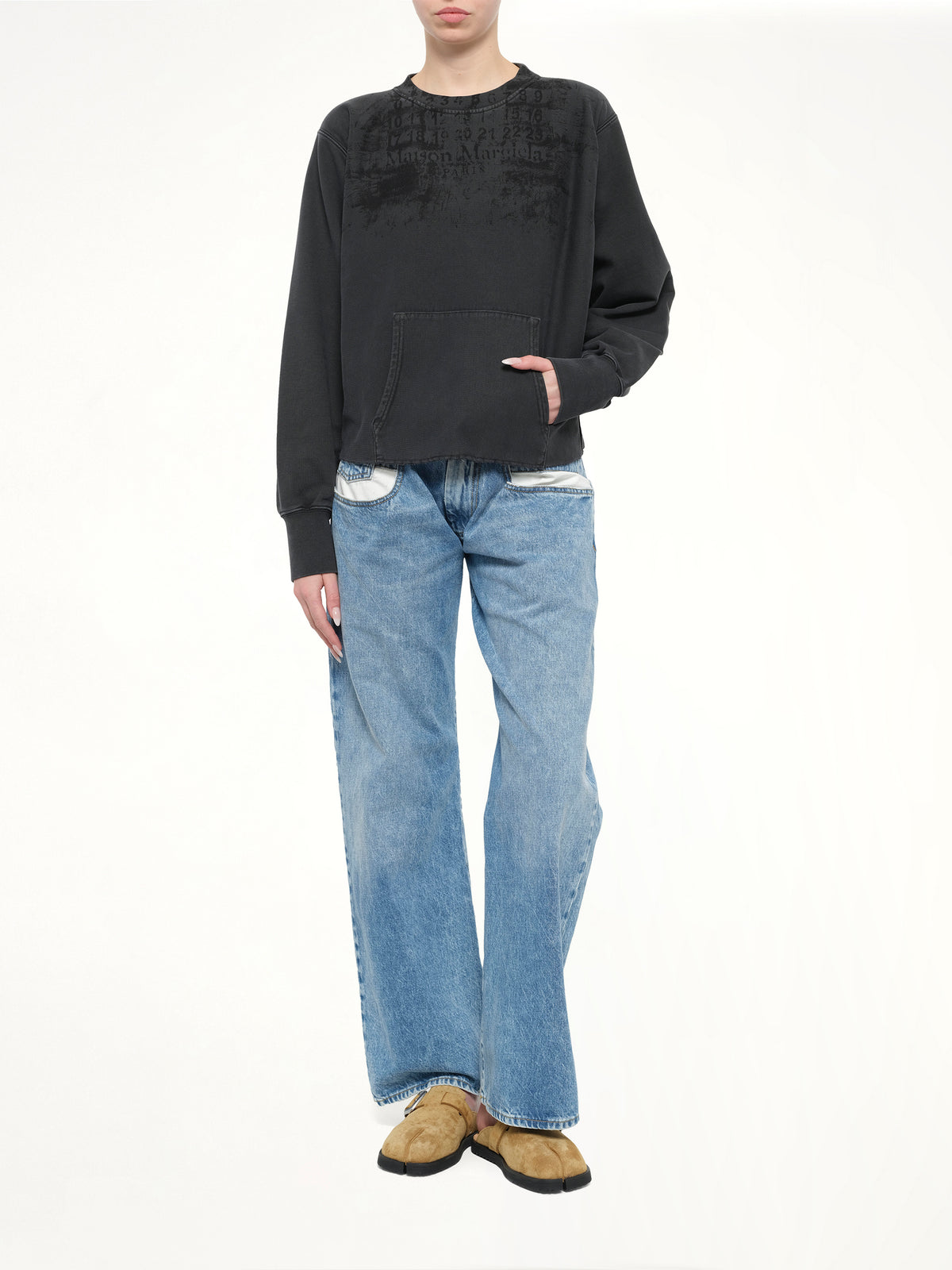 Numbers Zipped Sweatshirt in Charcoal
