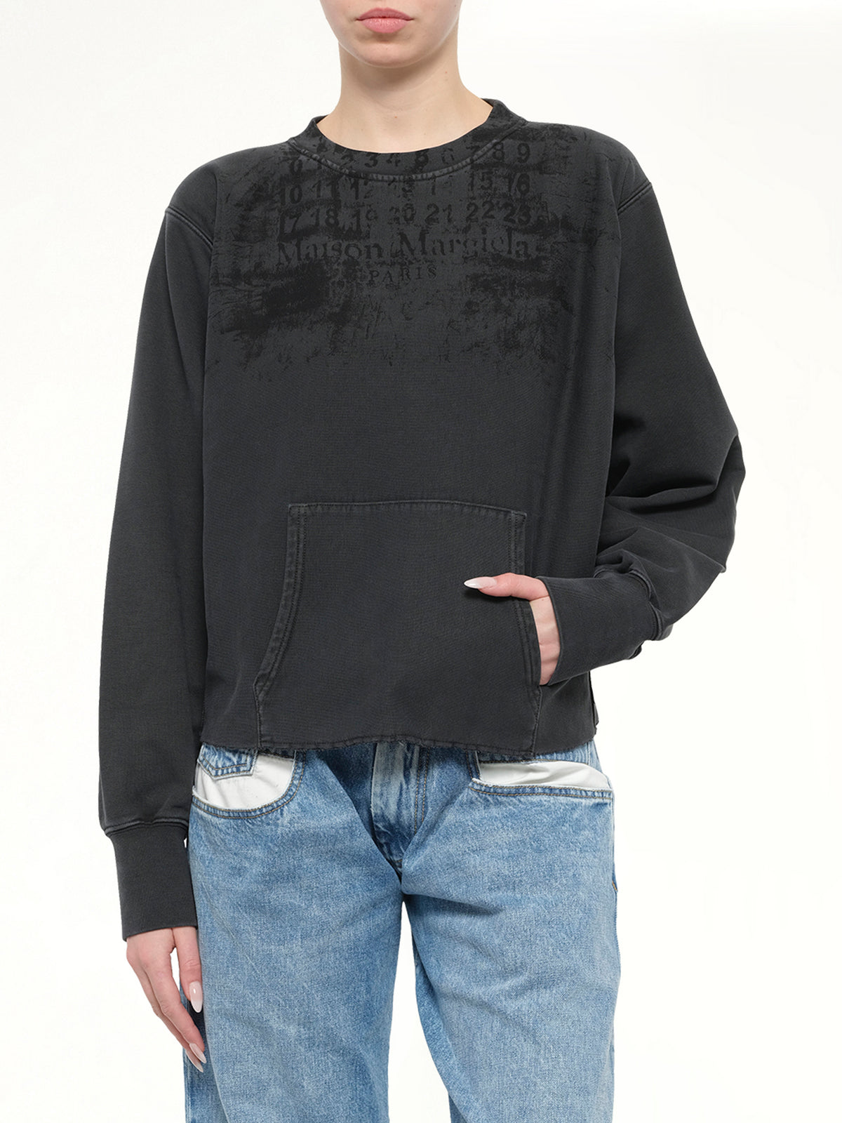 Numbers Zipped Sweatshirt in Charcoal
