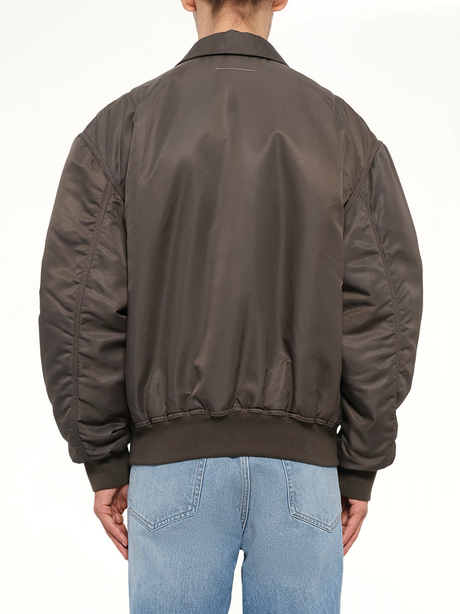 Nylon Bomber Jacket in Gasolina Grey