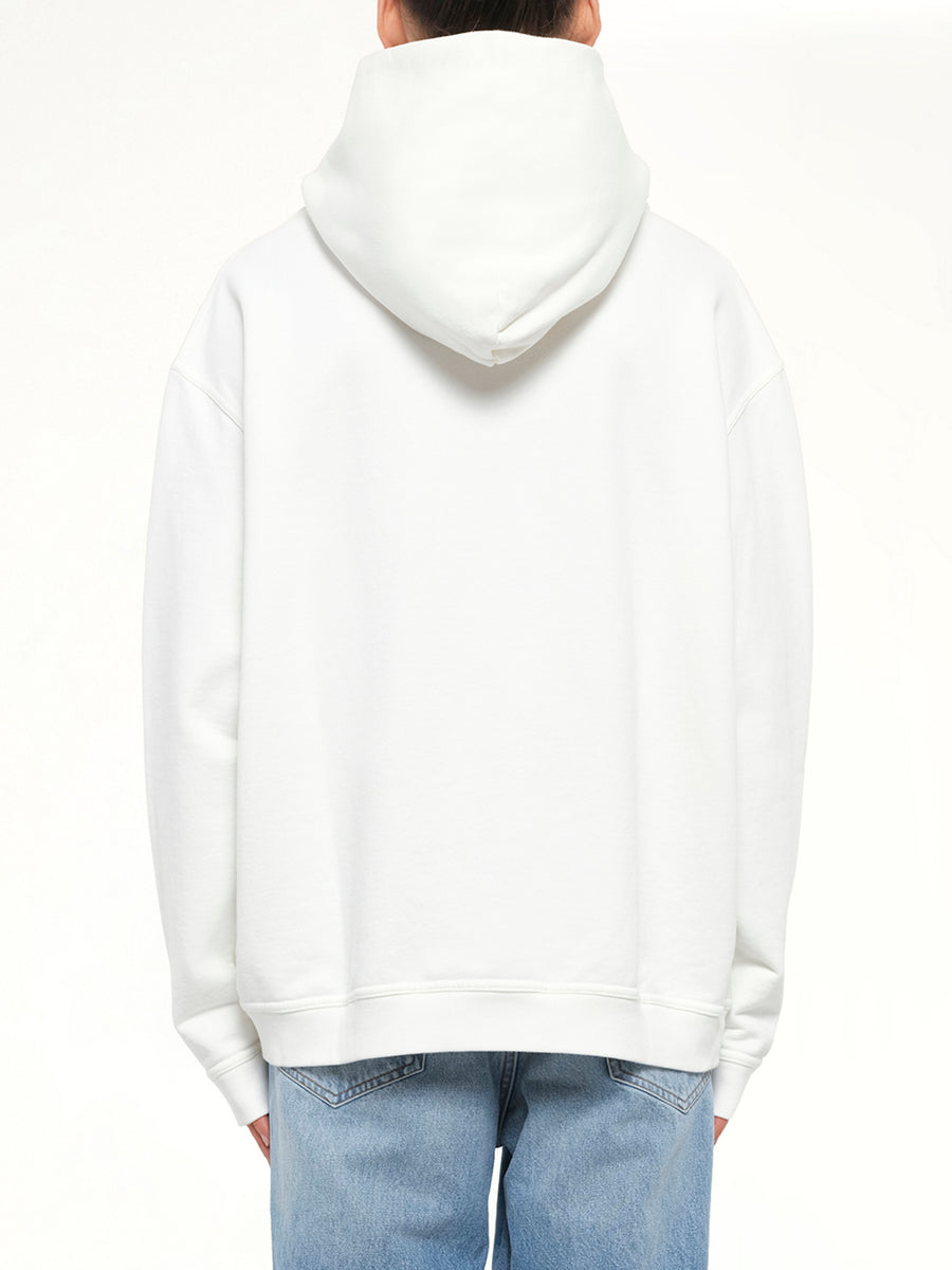 Reversed Logo Hoodie in Off White
