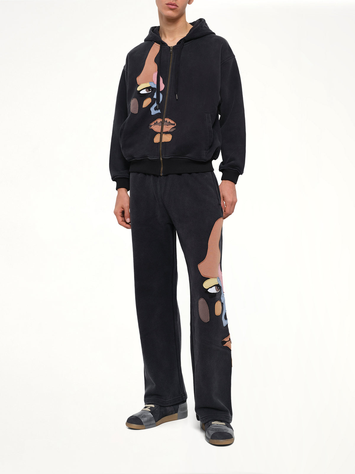 Side Eye Face Hoodie in Black