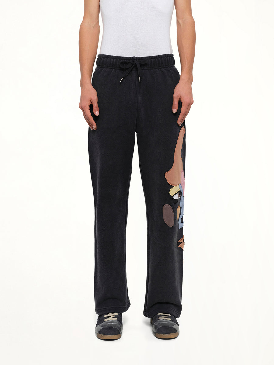 Side Eye Face Sweatpants in Black