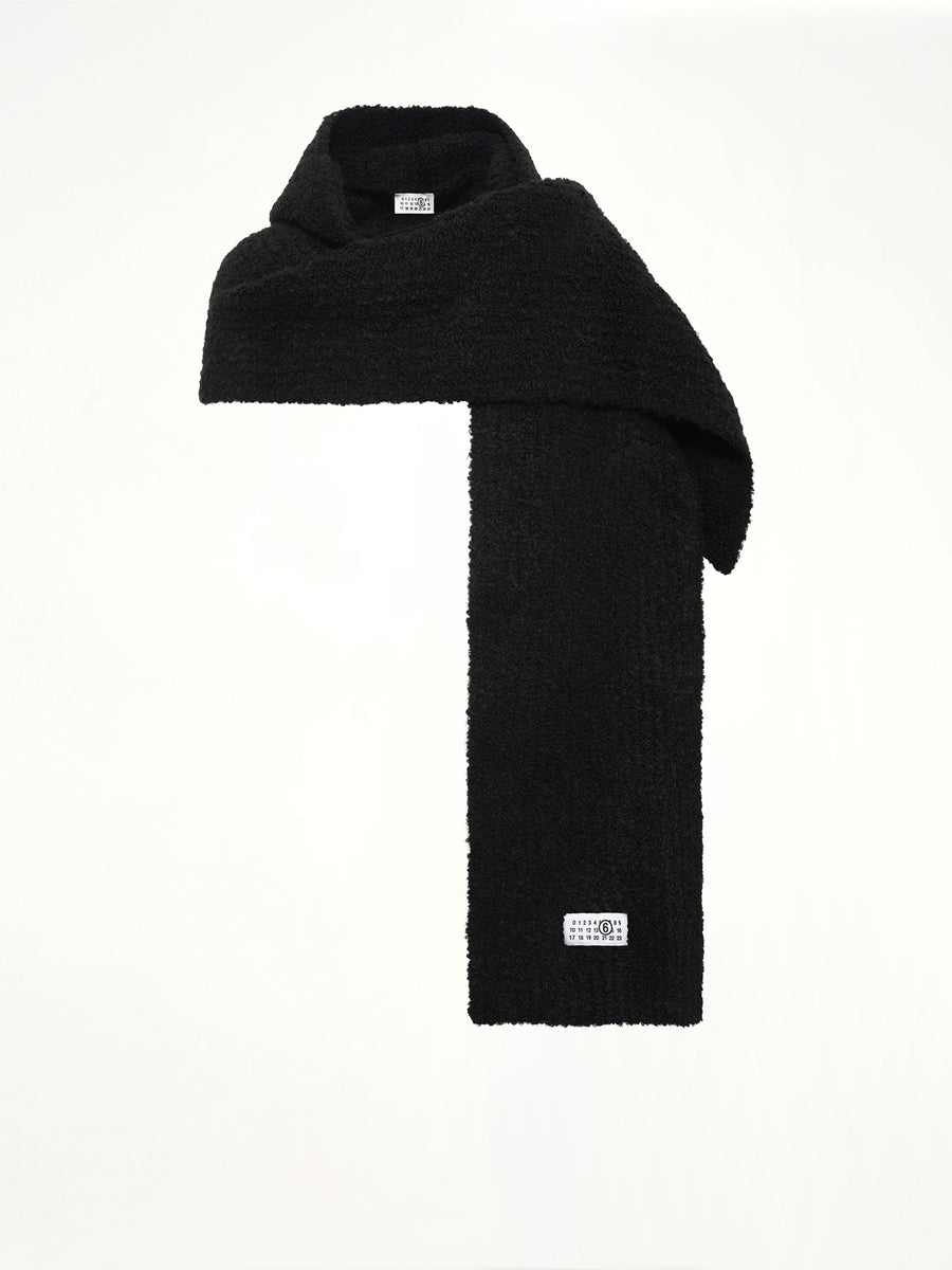 Boucle Knit Scarf in Black