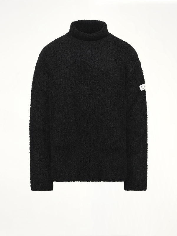 Boucle Knit Turtleneck in Black