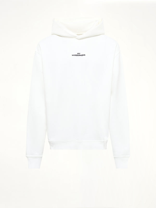 Reversed Logo Hoodie in Off White