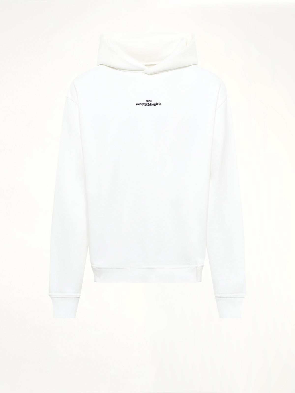 Reversed Logo Hoodie in Off White