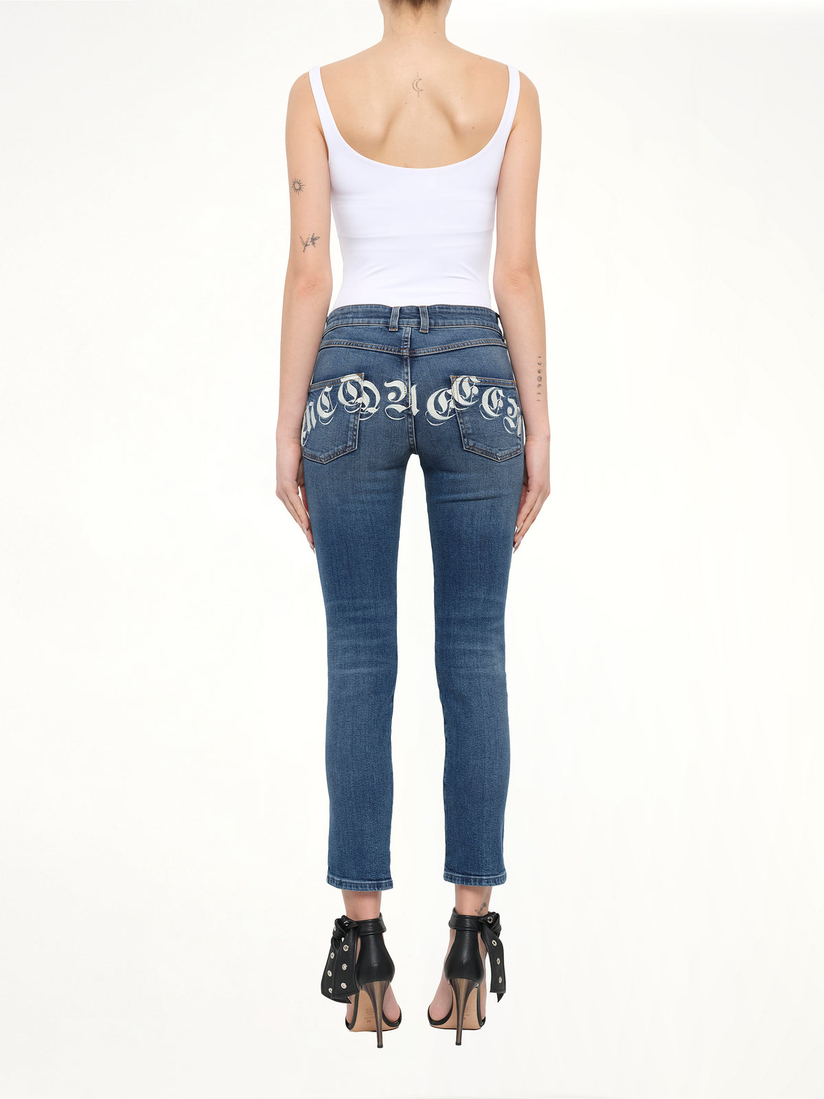 Alexander McQueen Embroidered Denim Jeans in Blue