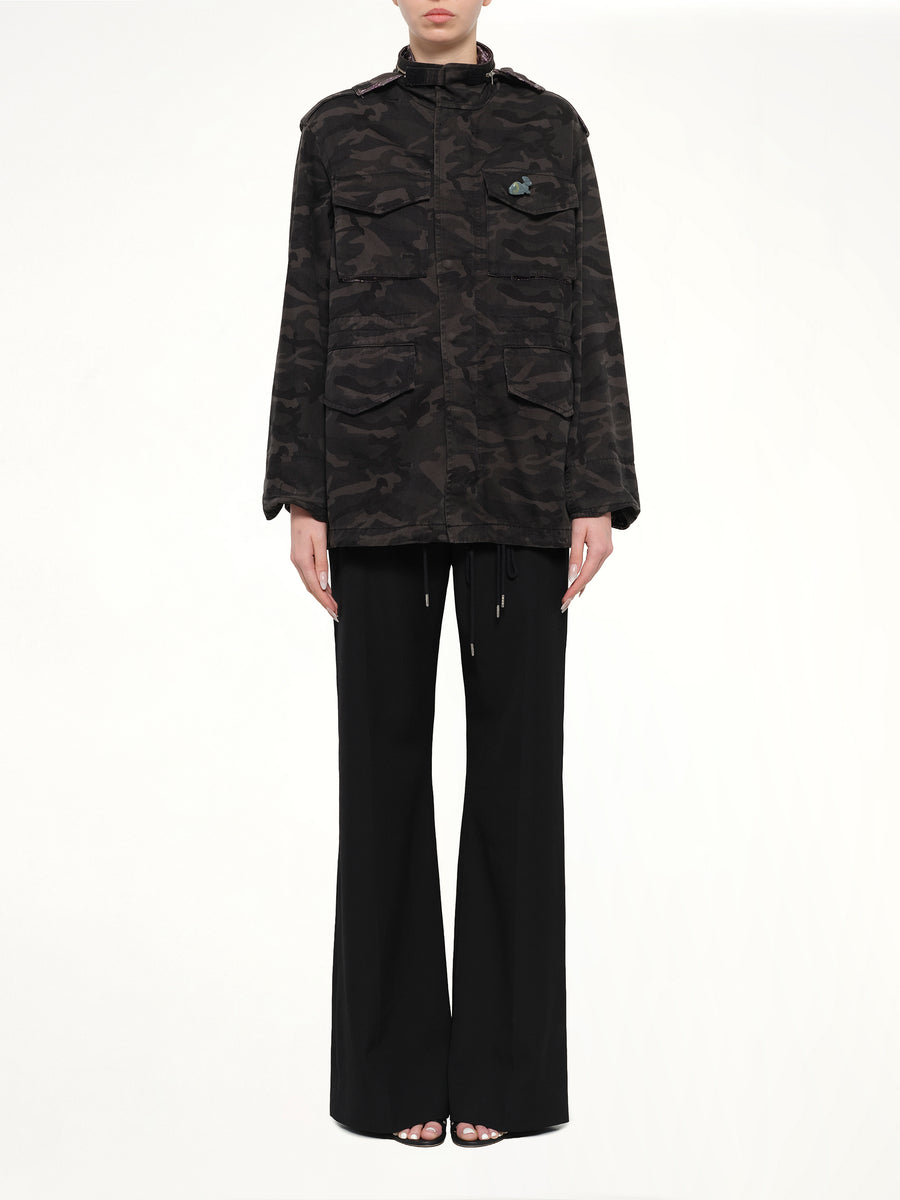 Anorak Jacket with Pin & Bow in Black