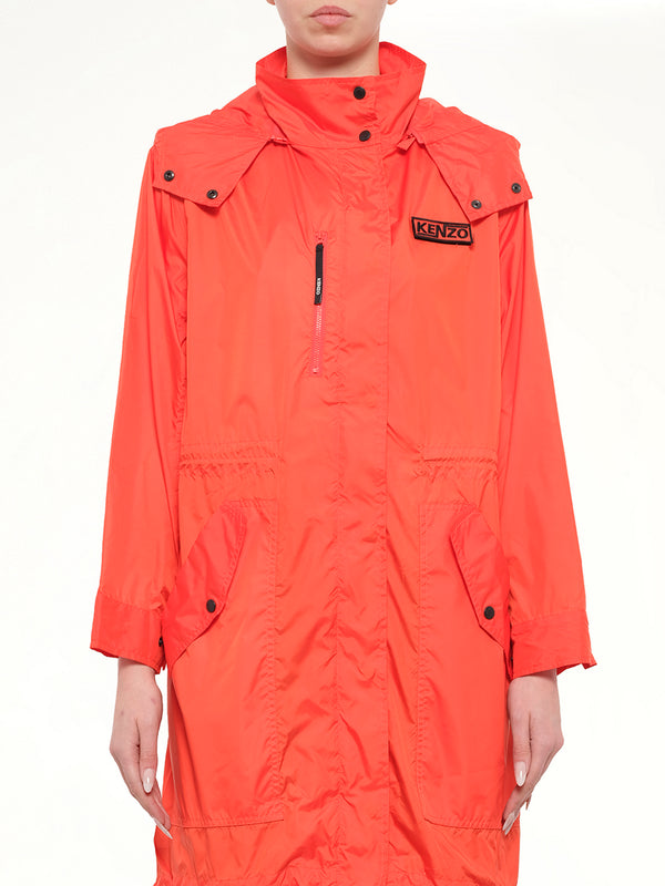 Hooded Raincoat in Red