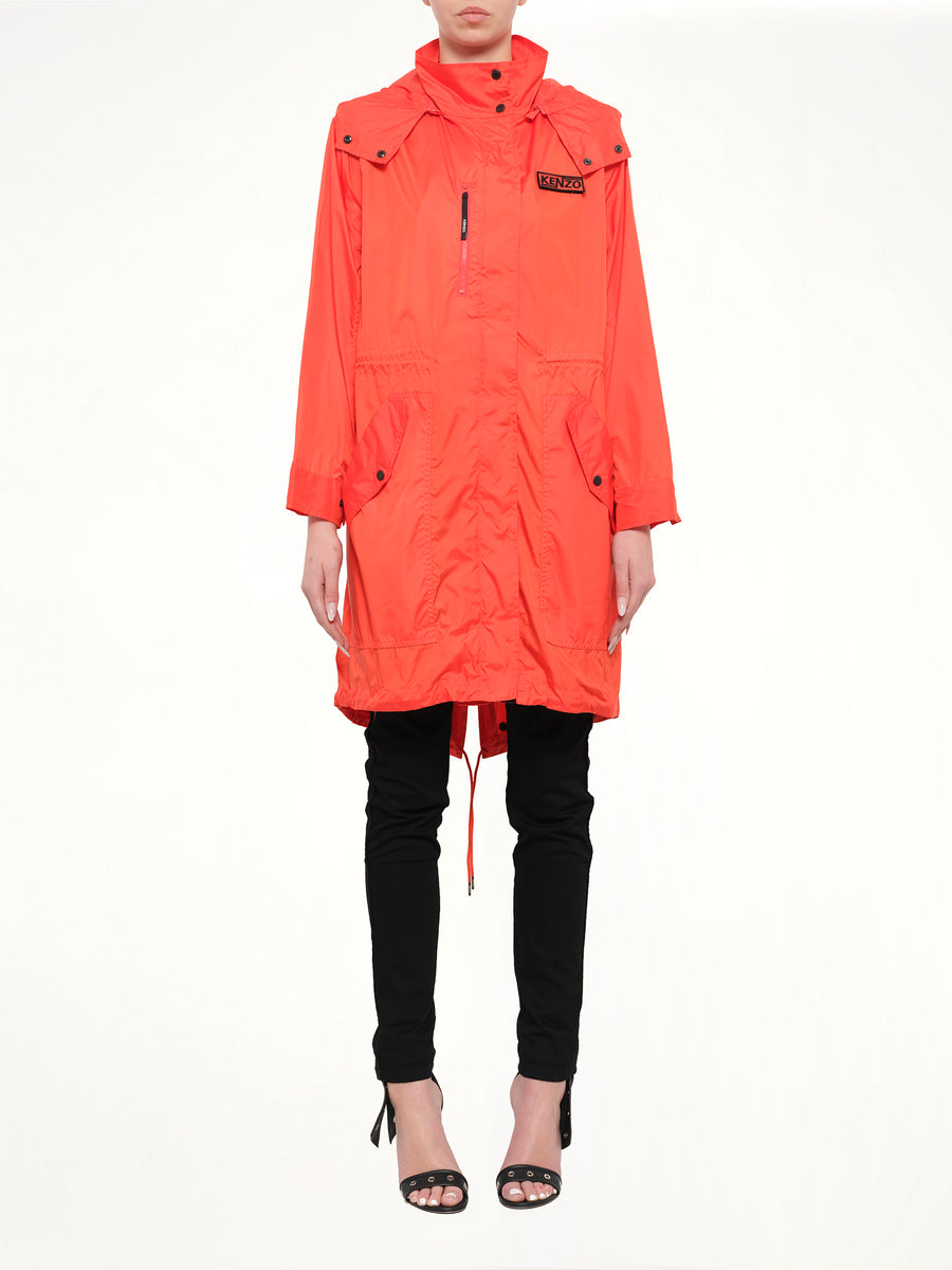 Hooded Raincoat in Red