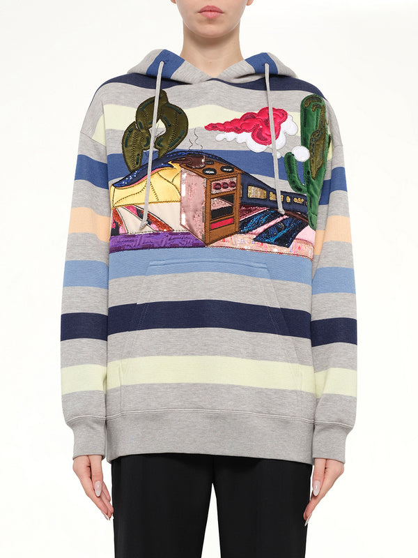 Long Sleeve Hooded Sweatshirt in Navy