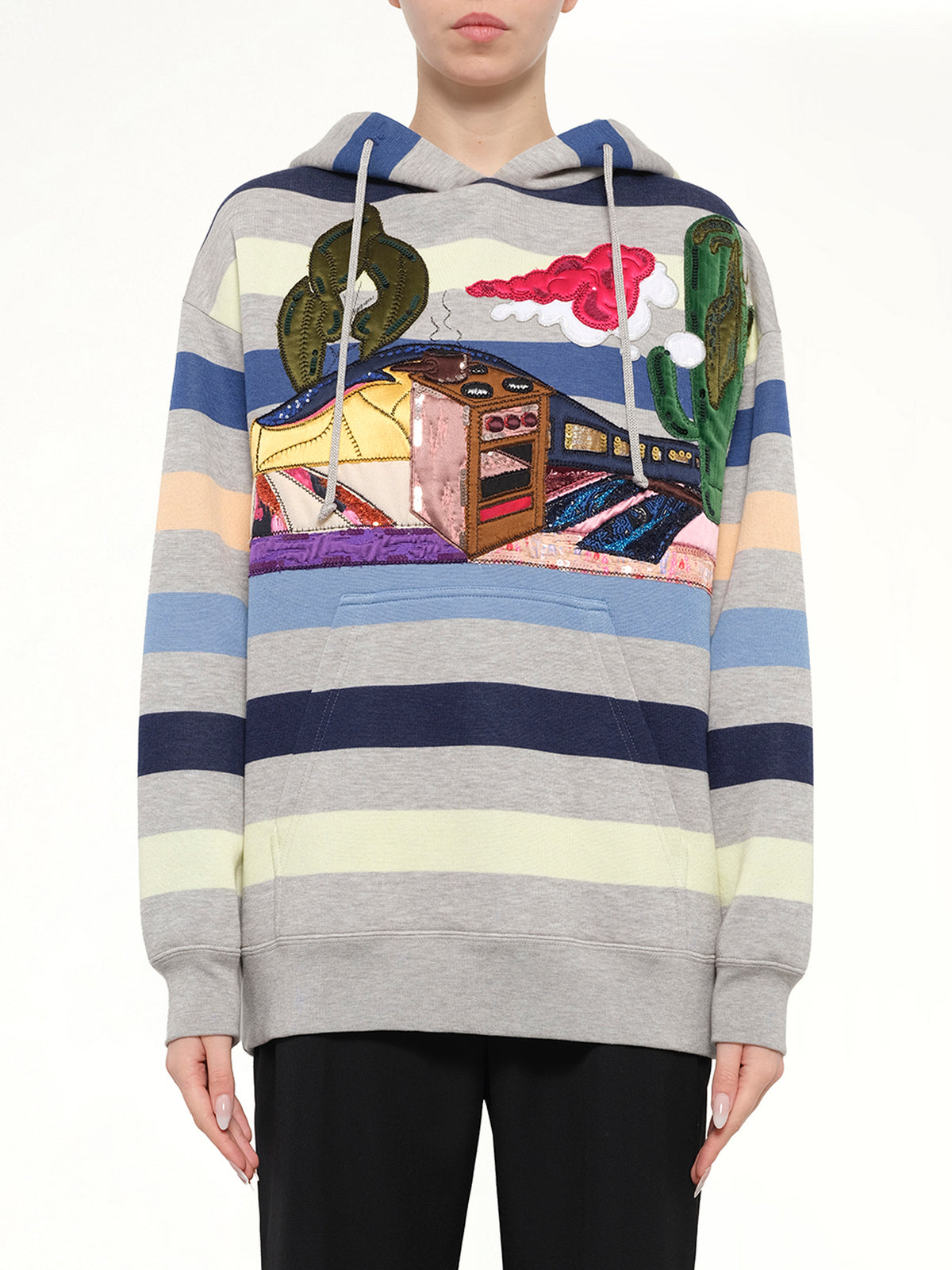 Long Sleeve Hooded Sweatshirt in Navy