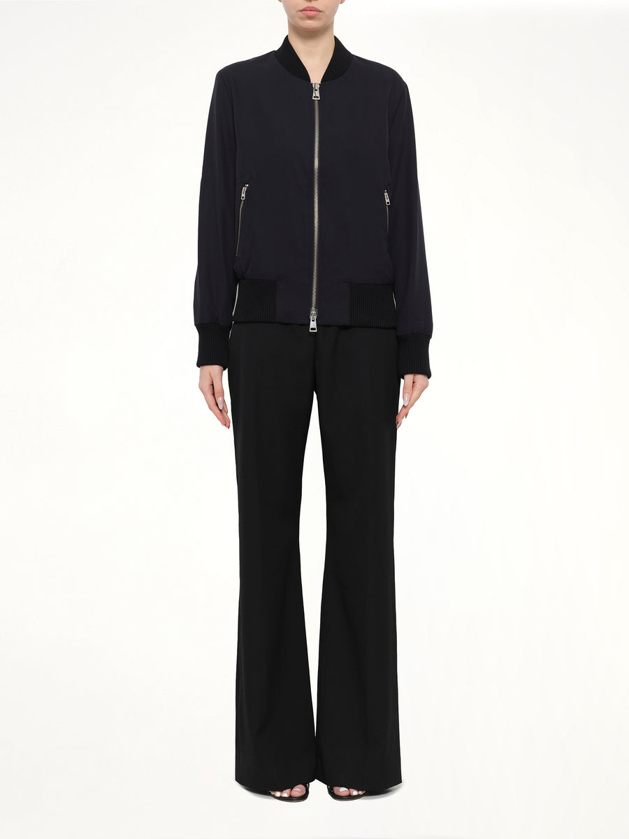 Zipped Teddy Jacket in Navy