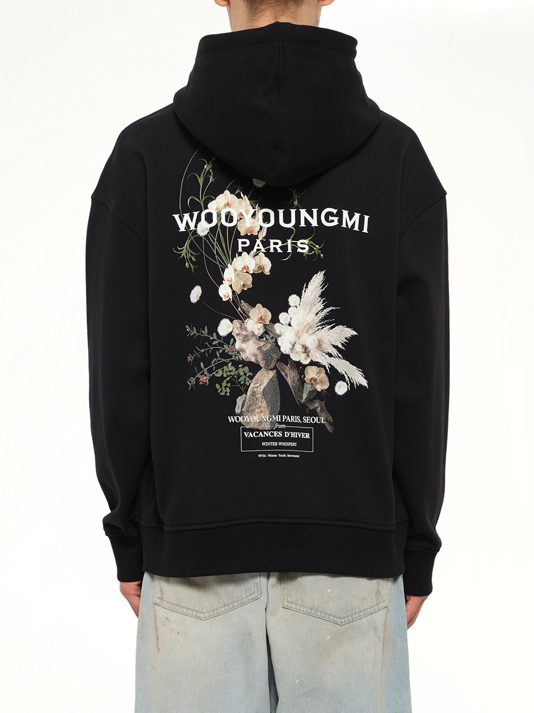 Flower Print Hoodie in Black