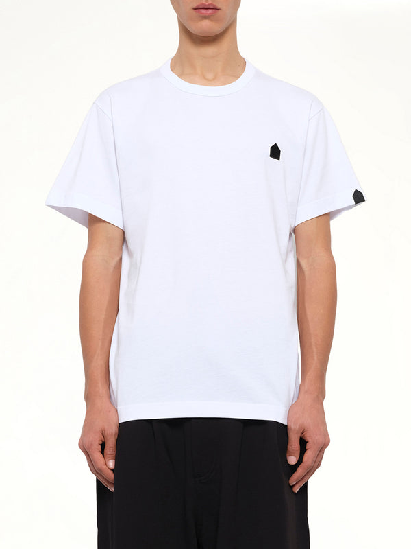 Football Back Print Shortsleeve Knit T-Shirt in White