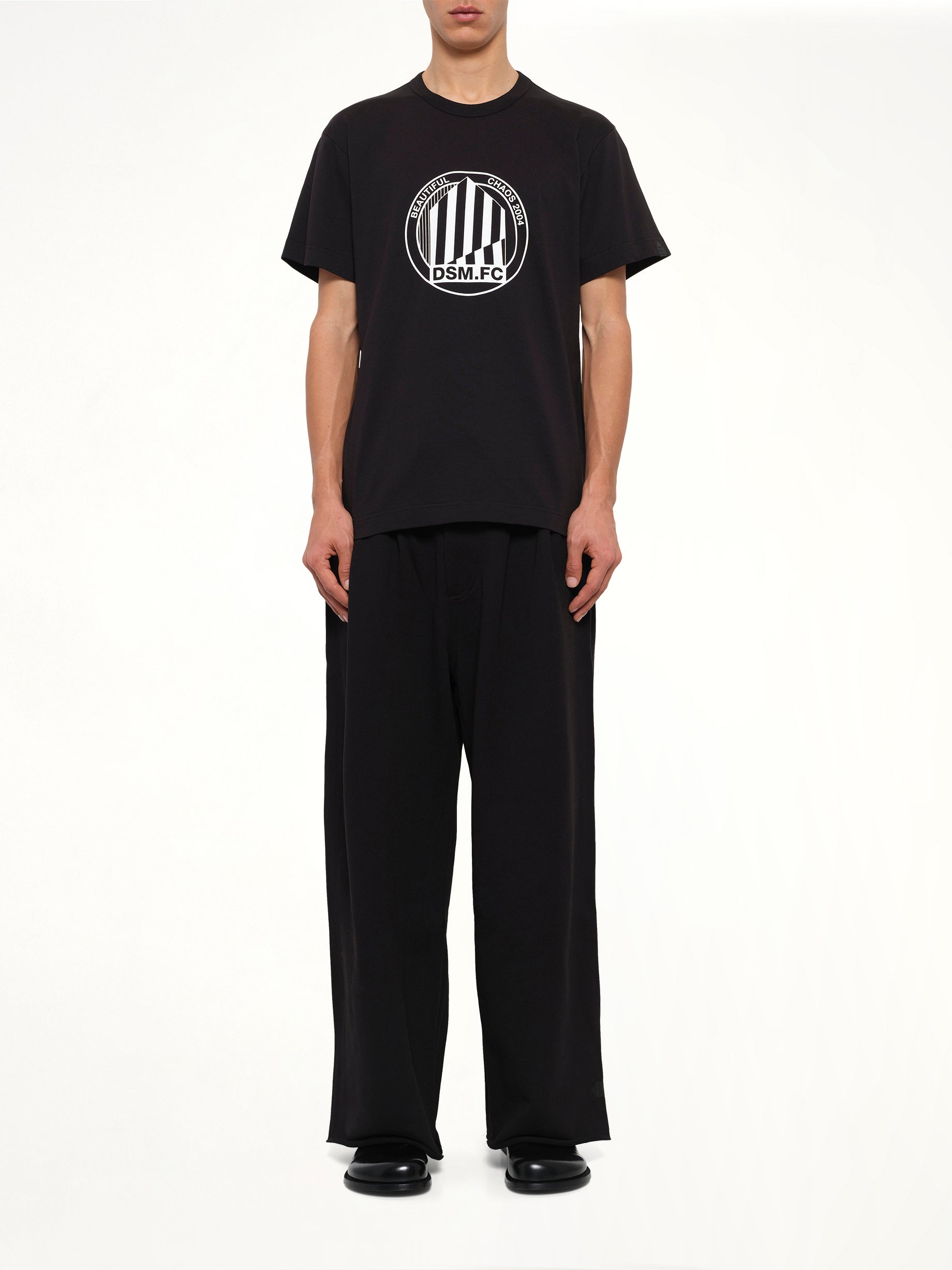 Large Emblem Print Shortsleeve Knit T-Shirt in Black