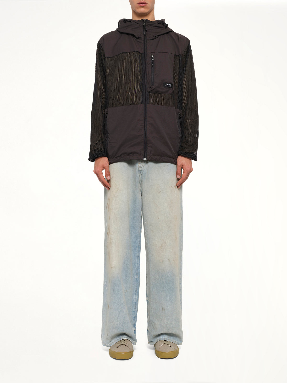 Non Down Mountain Reversible W-Zip Hood Jacket in Black/Dark Olive