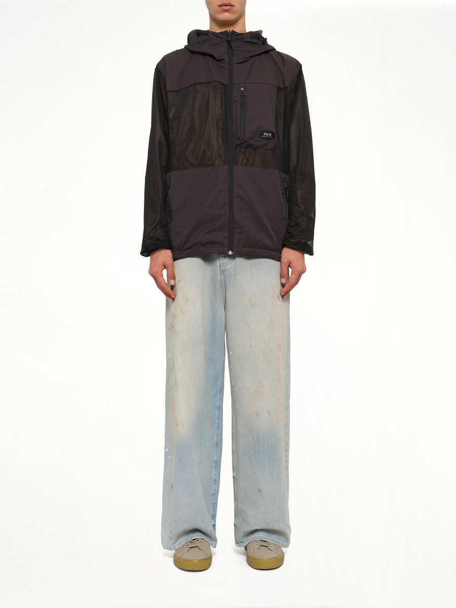Non Down Mountain Reversible W-Zip Hood Jacket in Black/Dark Olive