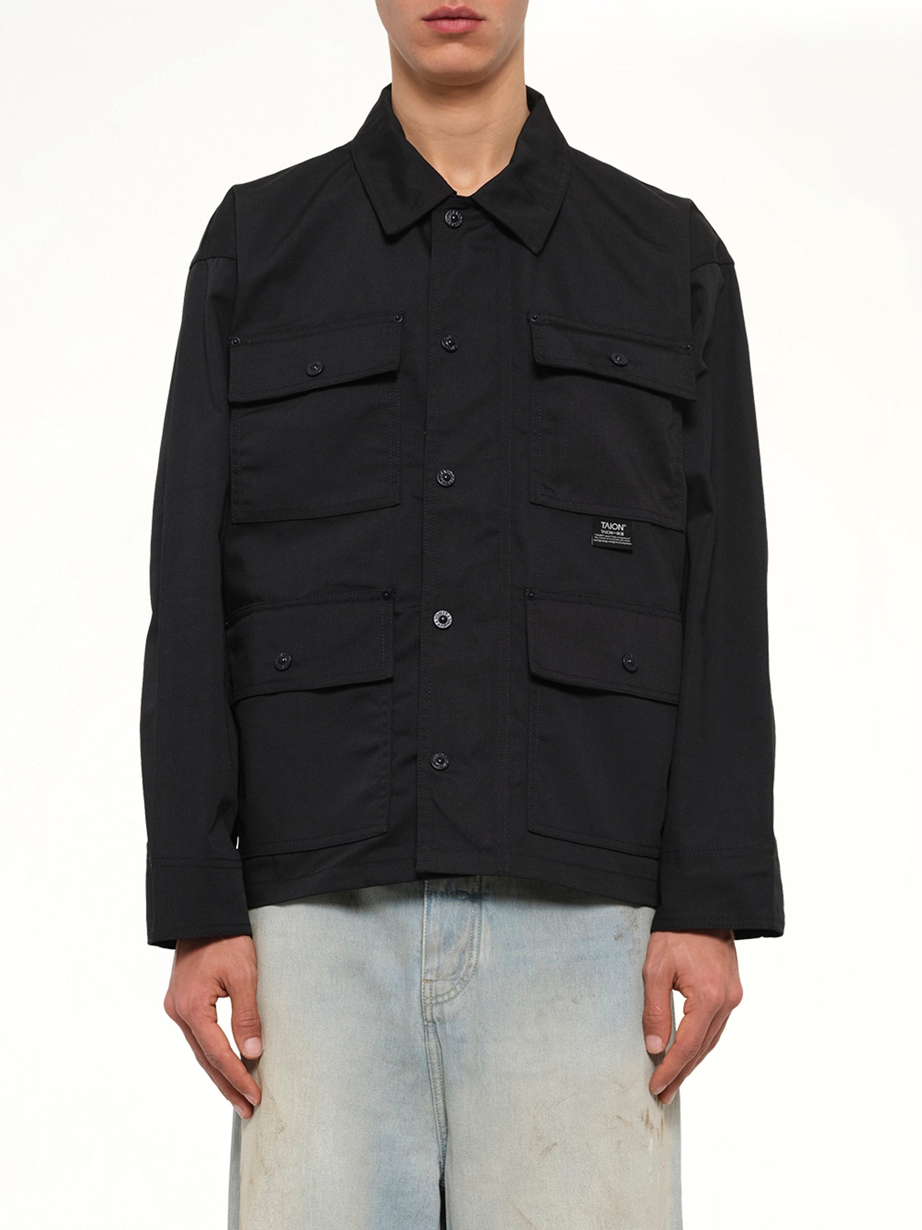 Non Down Work Button Coverall in Black