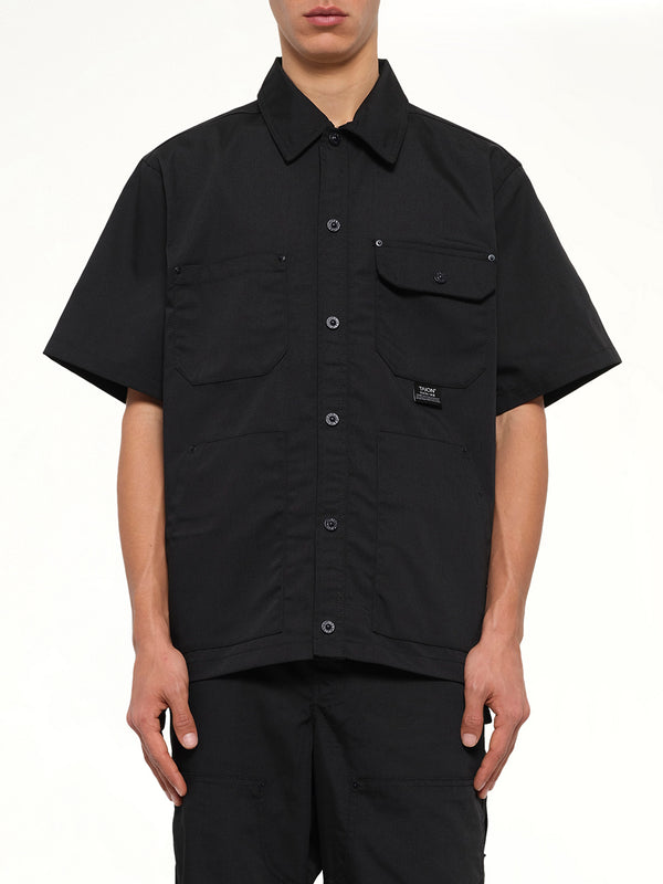 Non Down Work Half Sleeve Shirt in Black