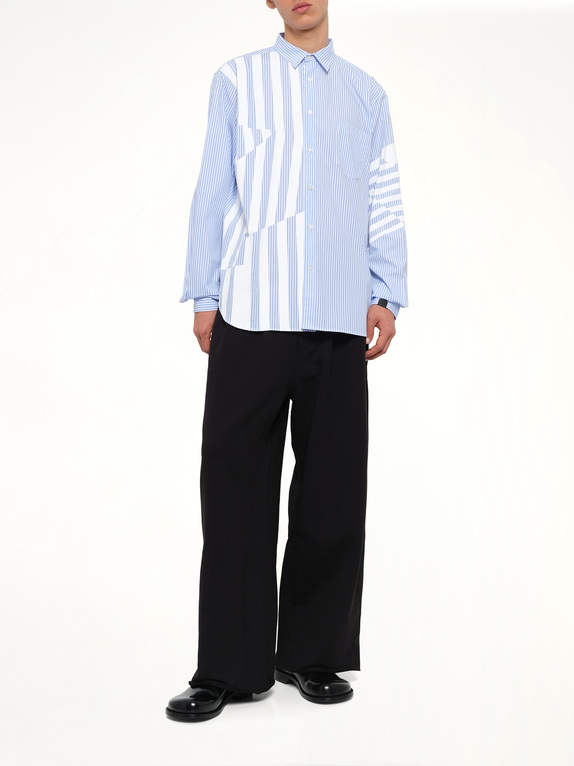 Printed Striped Woven Shirt in Blue
