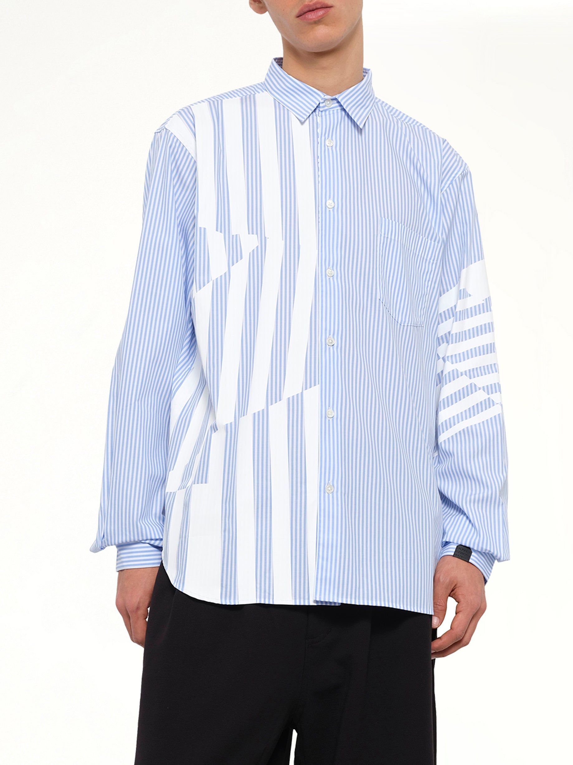 Printed Striped Woven Shirt in Blue