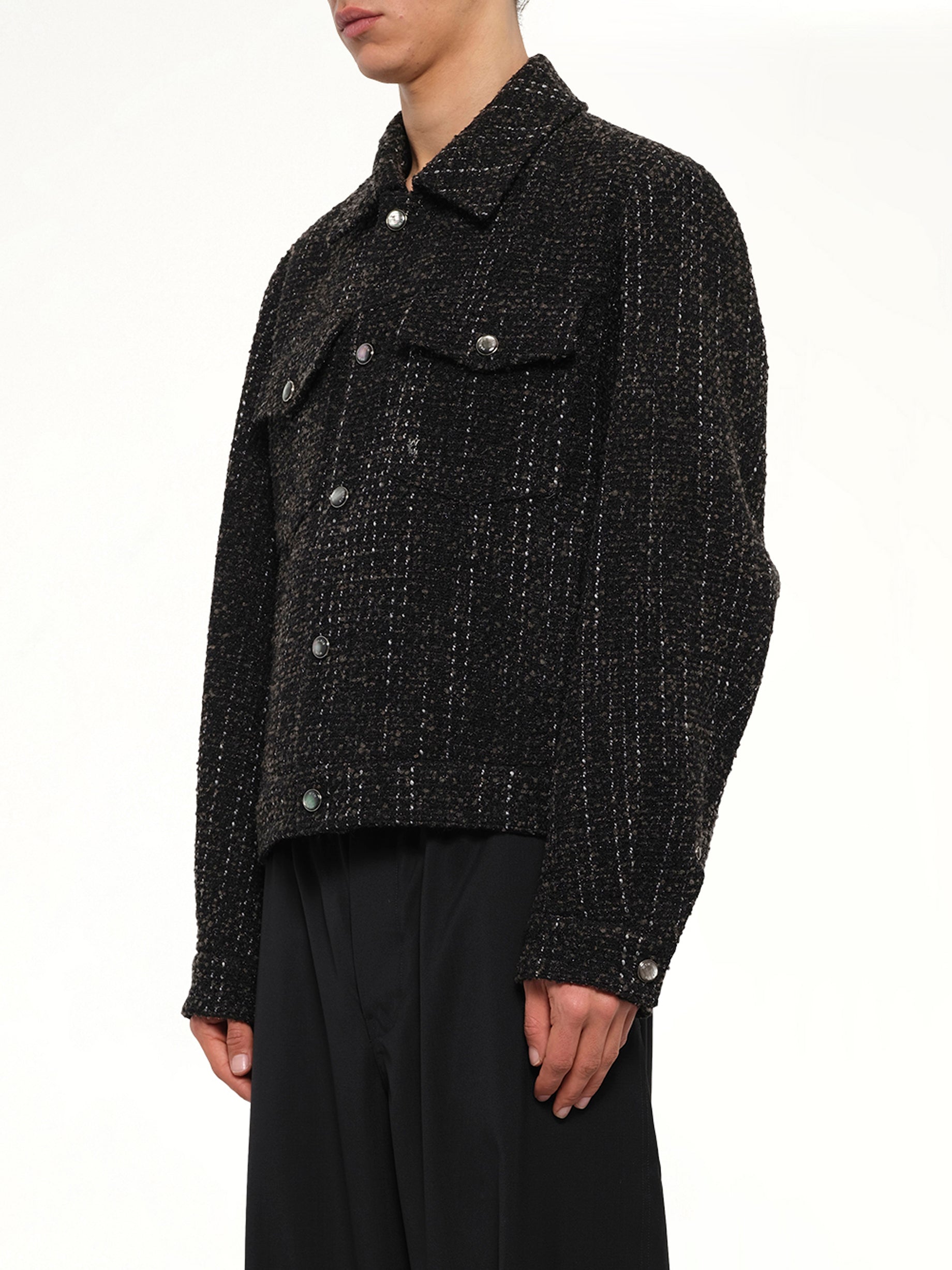 Tweed Trucker Jacket in Black