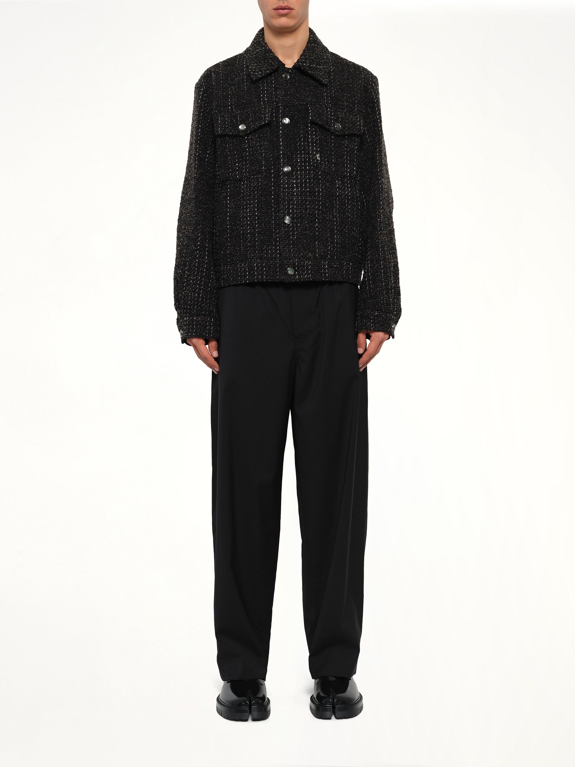 Tweed Trucker Jacket in Black