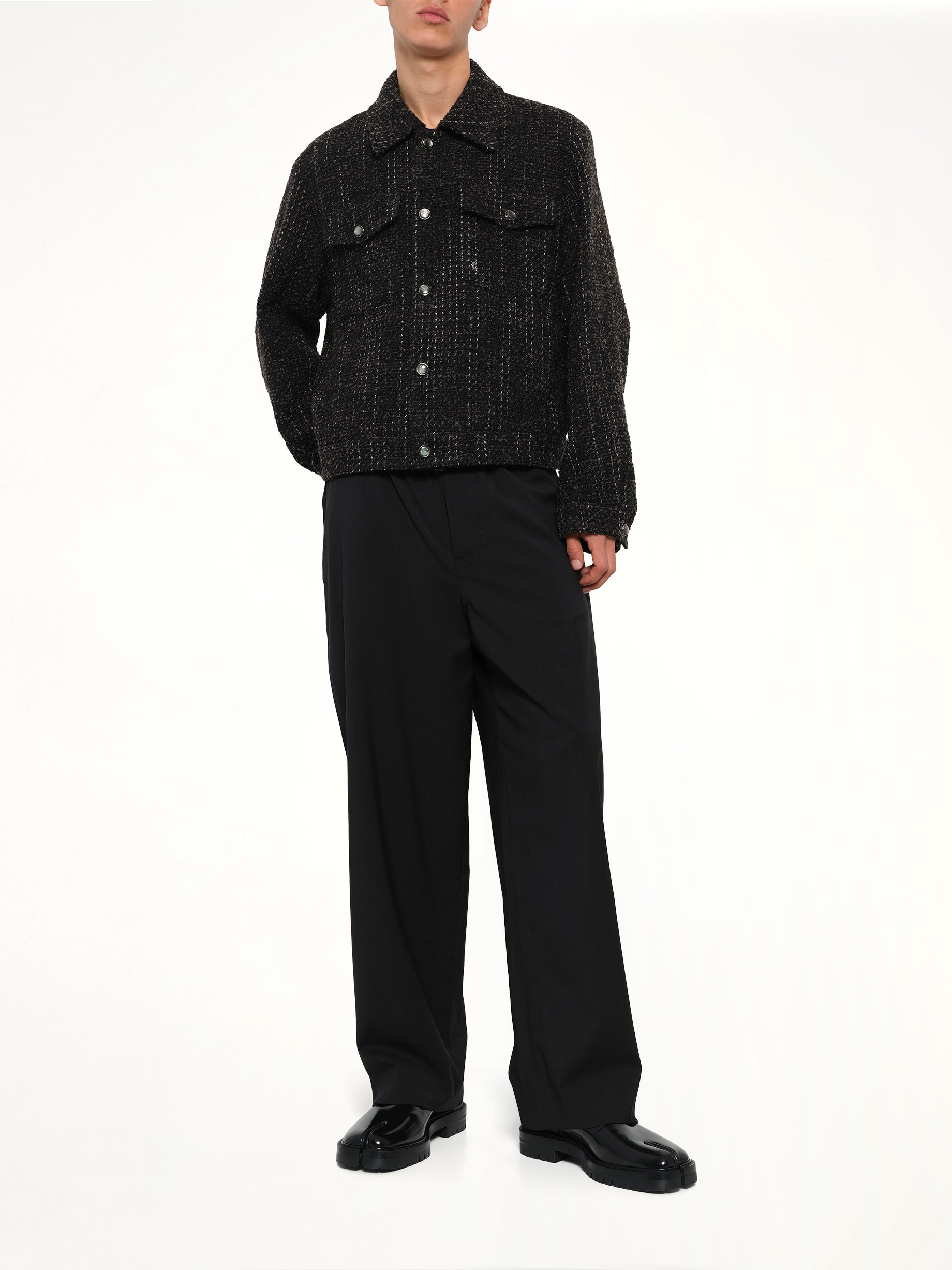 Tweed Trucker Jacket in Black