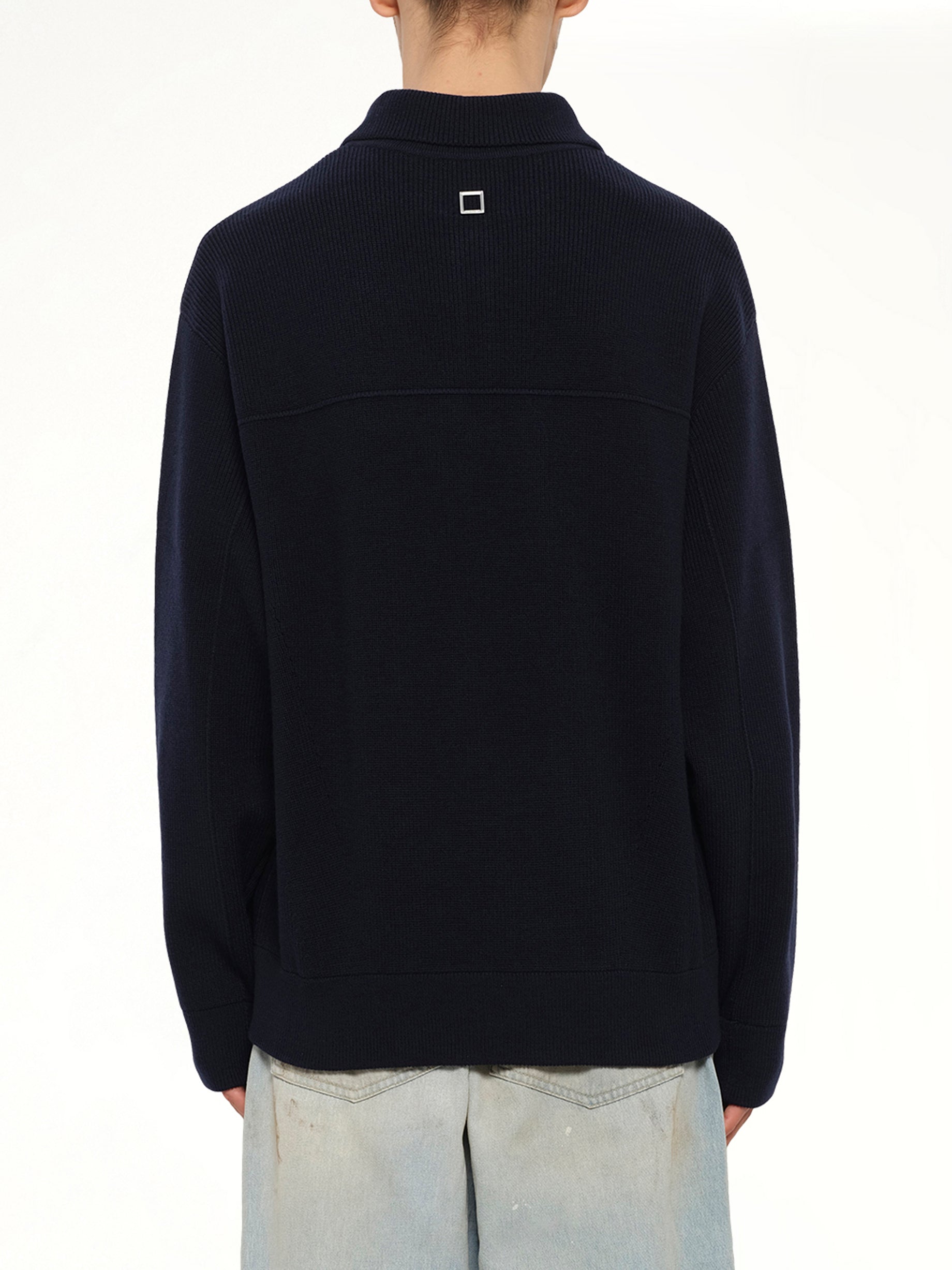 Wool Zip Sweater in Navy