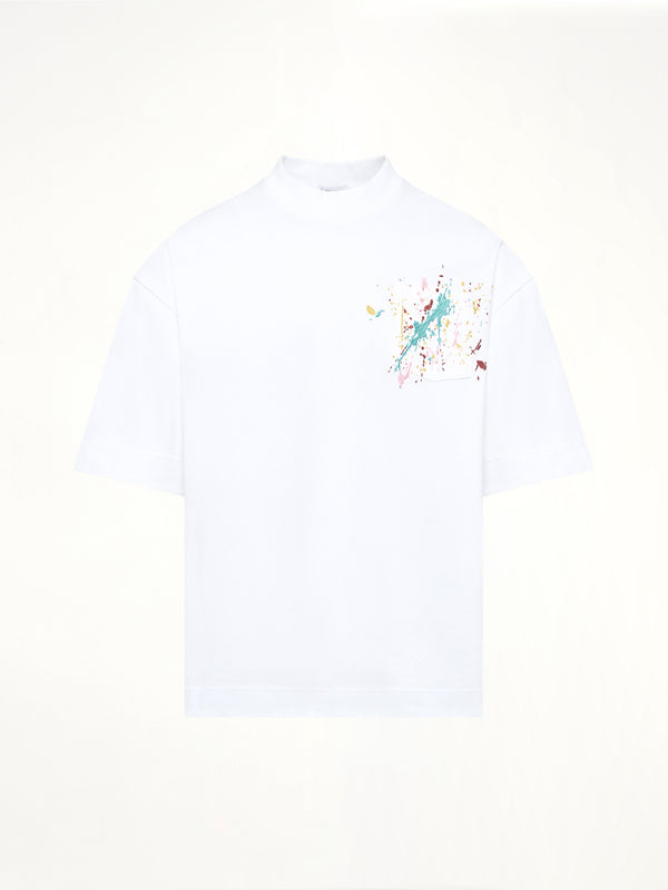 Embroidered Paint Splatter T-Shirt in White