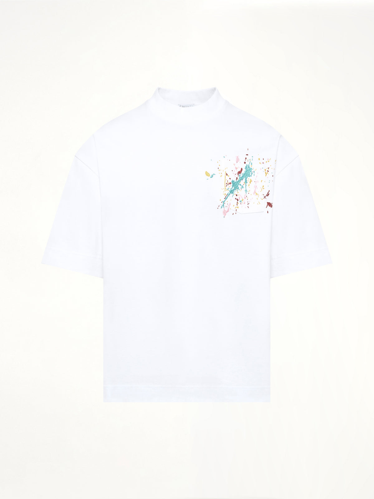 Embroidered Paint Splatter T-Shirt in White