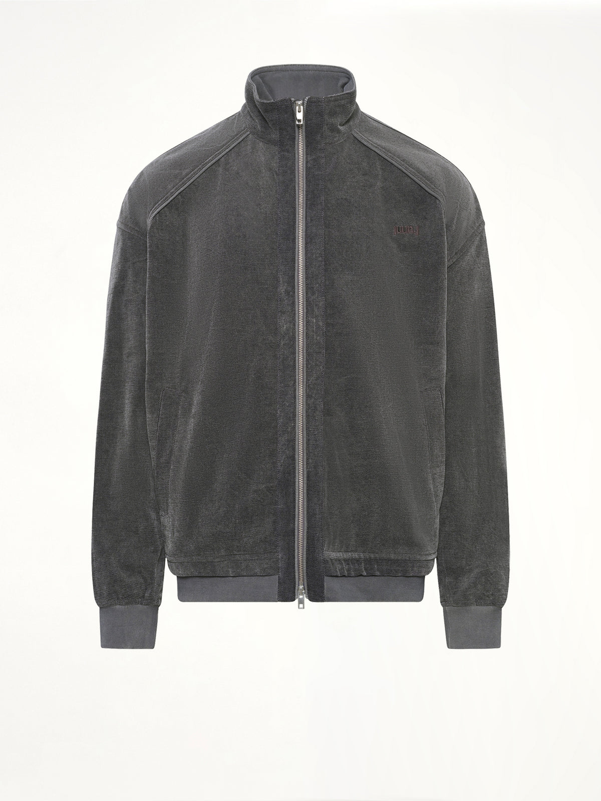 Highneck Denim Zip-Up Jacket in Black