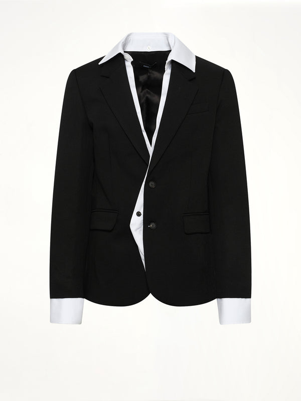 Illusion Tailored Wool Jacket in Black