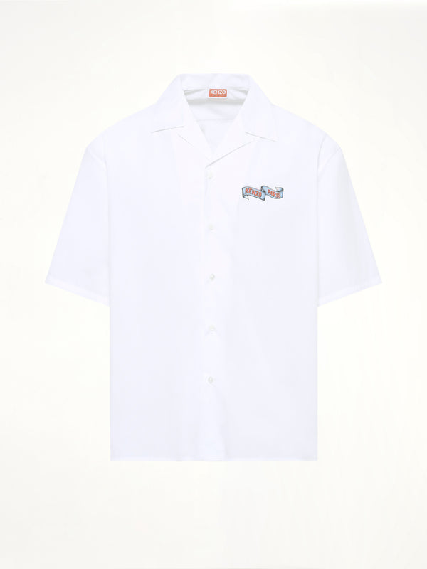 Kenzo Jumping Tiger Hawaiian Short Sleeve Shirt in White